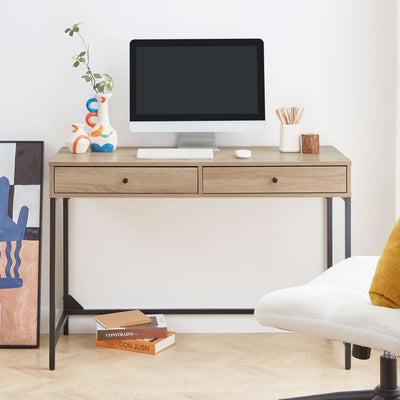 Office Desk With 2 Drawers - Oak