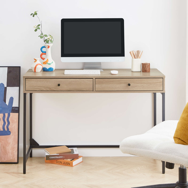 Office Desk With 2 Drawers - Oak