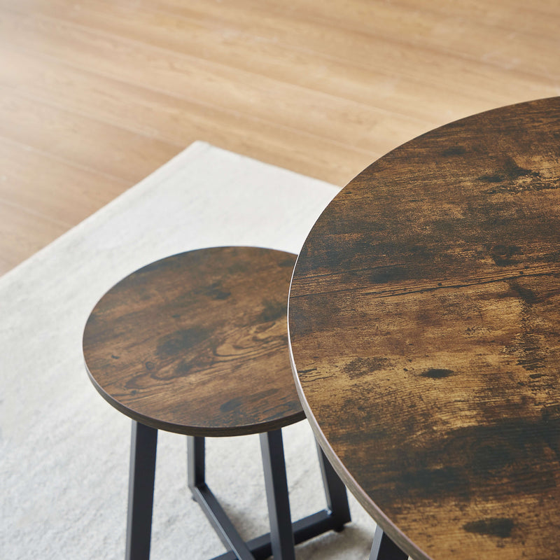 4 Seater Wooden Round Dining Table - Rustic Brown