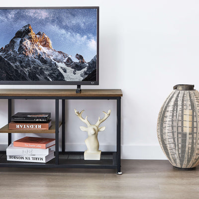 Entertainment TV Stand with Shelves - Walnut