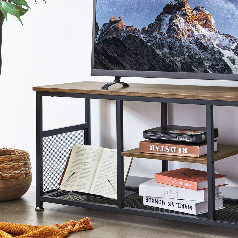 Entertainment TV Stand with Shelves - Walnut