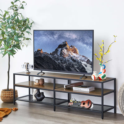 Entertainment TV Stand With Shelves - Rustic Brown