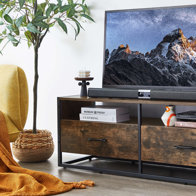 Entertainment TV Stand with Drawers - Rustic Brown