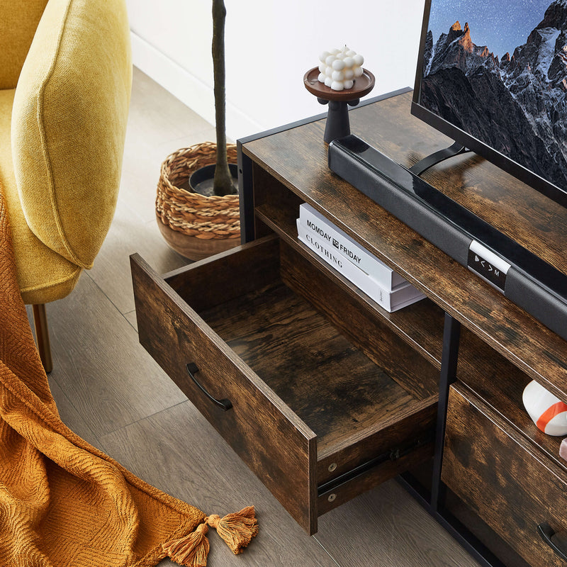 Entertainment TV Stand with Drawers - Rustic Brown