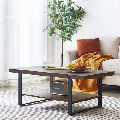 Nova Coffee Table with Storage Shelf - Dark Oak