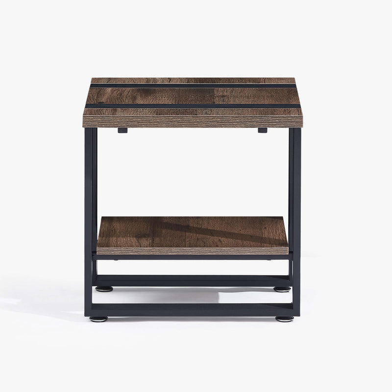 Nova Side Table with Storage Shelf Industrial Style - Dark Oak