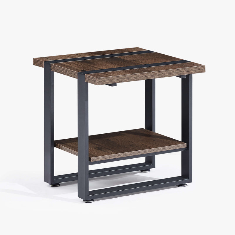 Nova Side Table with Storage Shelf Industrial Style - Dark Oak