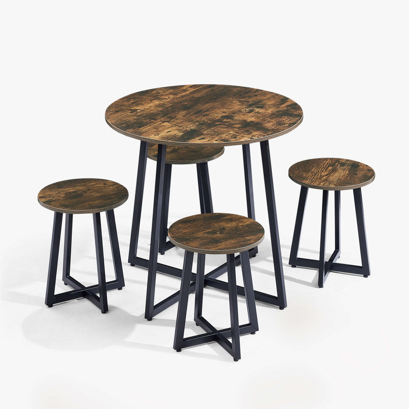 Viera Round Dining Table Set - Rustic Brown