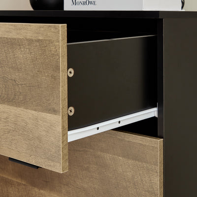 Close-Up of Mario 4 Drawer Storage Chest in Rustic Brown