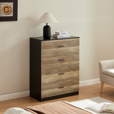 Mario 4 Drawer Storage Chest in Rustic Brown - Front View