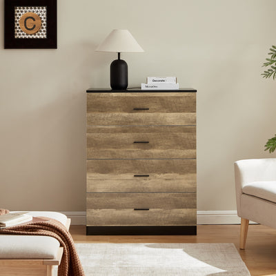 Mario 4 Drawer Storage Chest in Rustic Brown - Side View