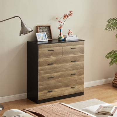 Mario 5 Drawer Storage Chest in Rustic Brown - Side View