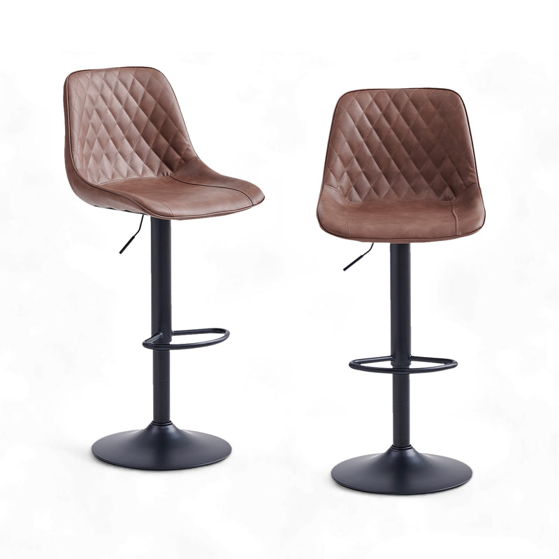 Marshall Vintage Adjustable Faux Leather Bar Stools in Dark Brown (Set of 2) in a lifestyle setting