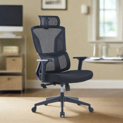 Ergonomic Office Chair With Headrest - Black