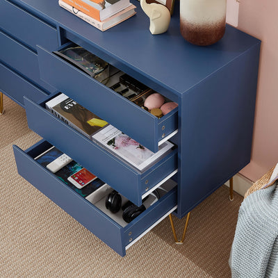 Top view of Nola 6 Drawers Tallboy highlighting the brown color