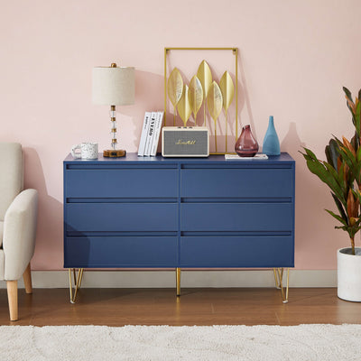 Angled view of Nola 6 Drawers Tallboy in brown