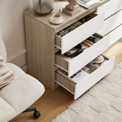 Detail of hardware on Nola 6 Drawers Tallboy