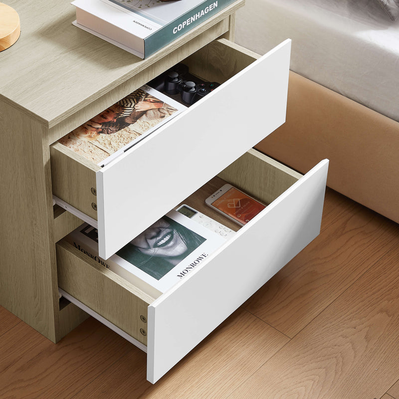 Back view of Nola Bedside Table in white and brown