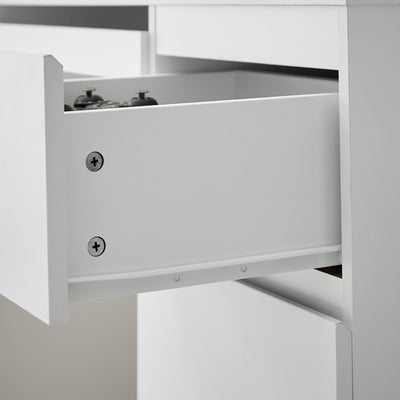 Angled view of Nola Office Desk Dressing Table with 6 Drawers in white
