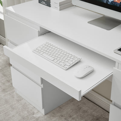 Close-up of a drawer on Nola Office Desk Dressing Table with 6 Drawers in white
