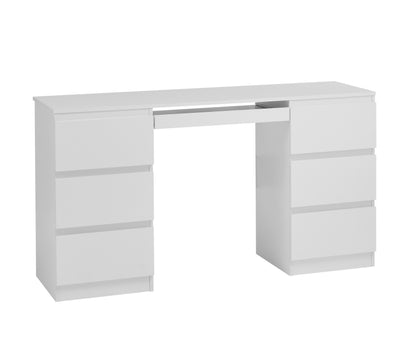 Top view of Nola Office Desk Dressing Table with 6 Drawers in white
