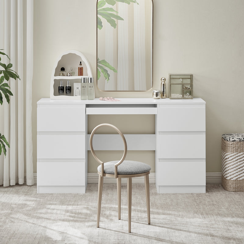 Front view of Nola Office Desk Dressing Table with 6 Drawers in white
