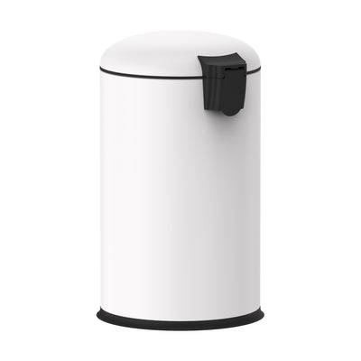 Pedal Rubbish Bin - Matte White, Side View