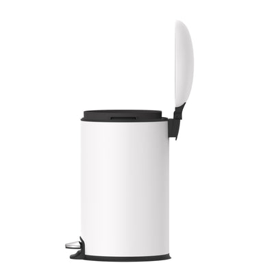 Pedal Rubbish Bin - Matte White, Back View