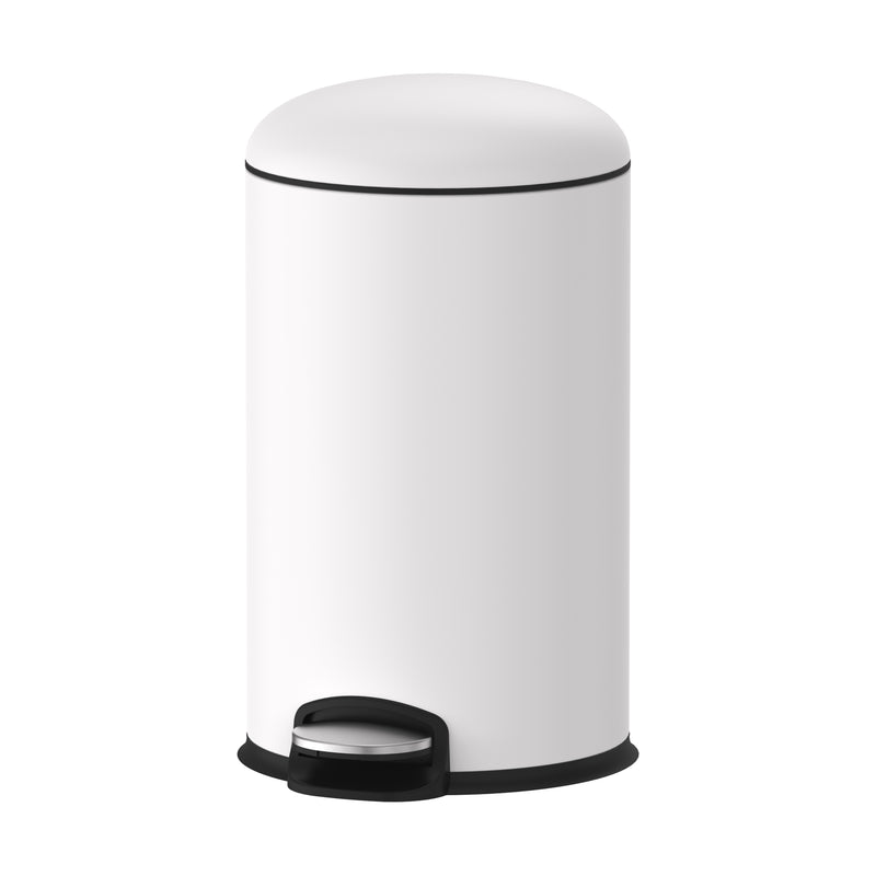 Pedal Rubbish Bin - Matte White Interior View