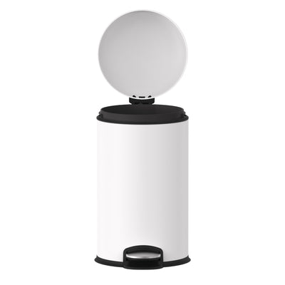 Pedal Rubbish Bin - Matte White with Trash Bag