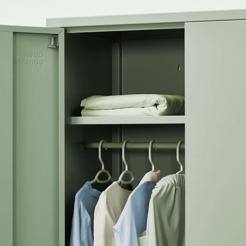 Interior view of the Green Rainbow Locker Storage Wardrobe