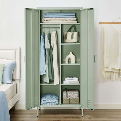 Close-up of the Rainbow Locker Storage Wardrobe in Green