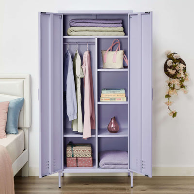 Side view of the Purple Rainbow Locker Storage Wardrobe