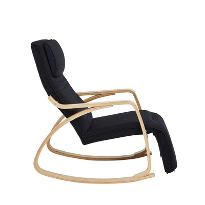 Backrest adjustment feature of Rocking Chair Rocker in black