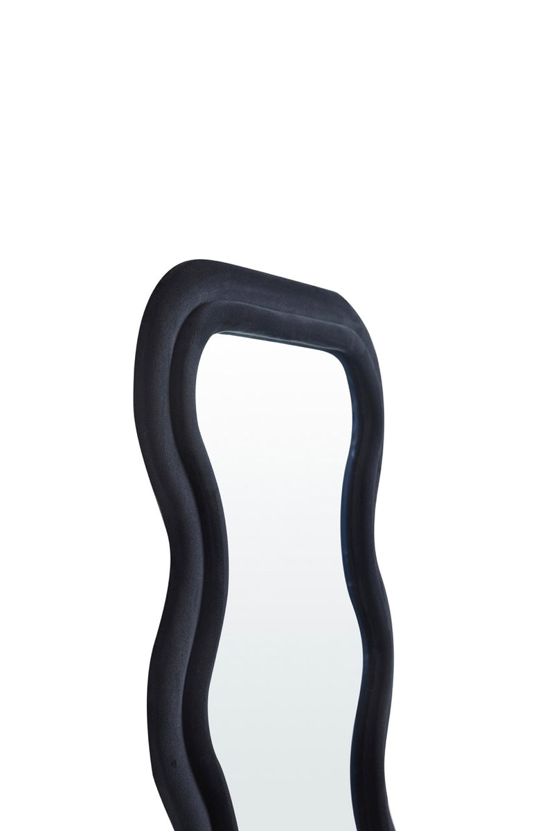 Close-up of the frame of the Sierra Wavy Full Length Dressing Mirror in black.