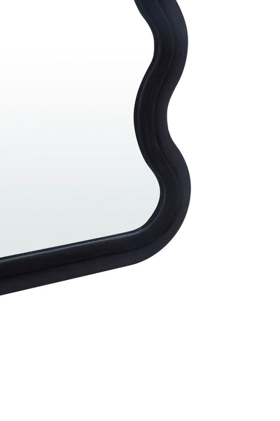 Angled view of the Sierra Wavy Full Length Dressing Mirror in black color."