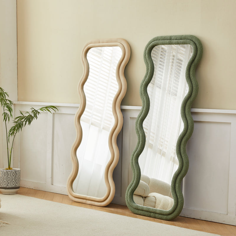 Close-up of the green frame on the Sierra Wavy Full Length Dressing Mirror
