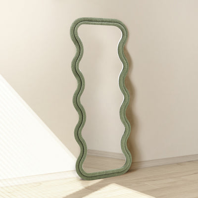 Side view of the Sierra Wavy Full Length Dressing Mirror showcasing the unique design
