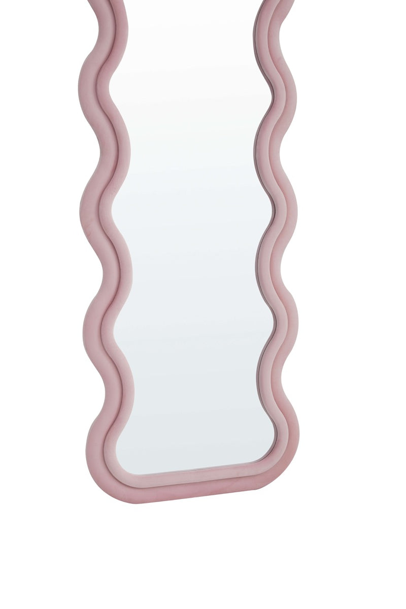 Detailed close-up of the Sierra Wavy Full Length Dressing Mirror in pink color.