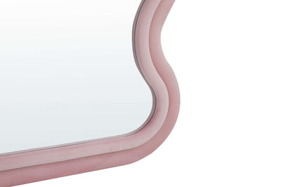 Angled view of the Sierra Wavy Full Length Dressing Mirror in pink color.