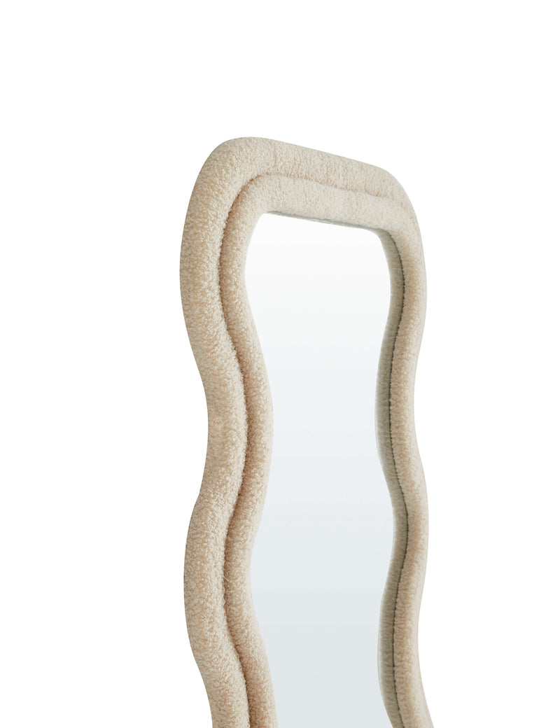 Close-up of the frame of the Sofie Wavy Full Length Dressing Mirror in cream.