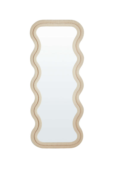 Front view of the Sofie Wavy Full Length Dressing Mirror in cream color.