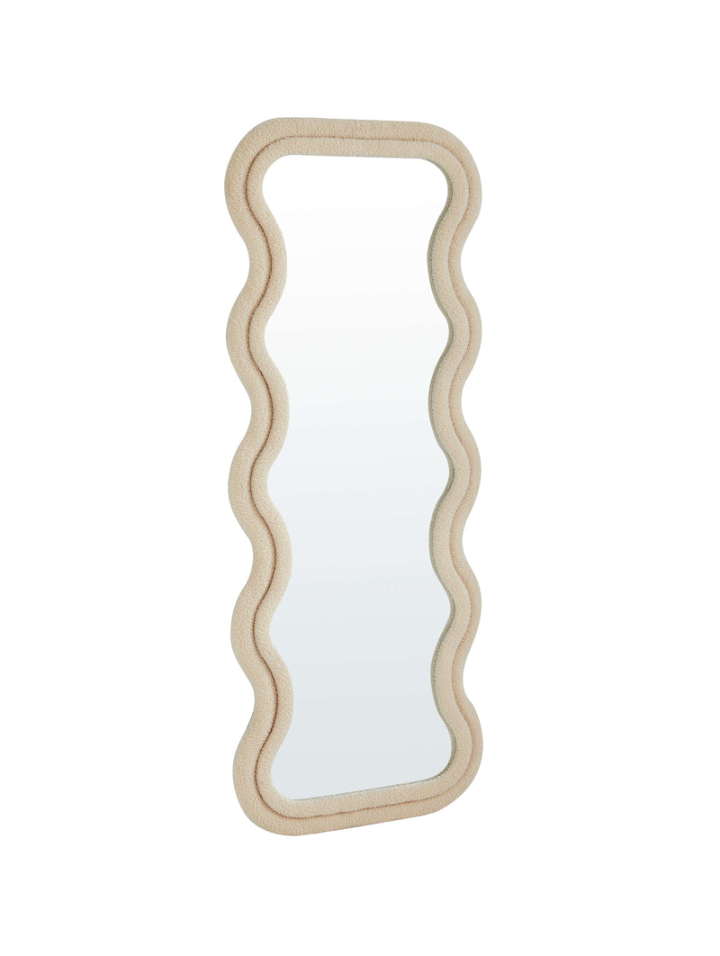 Back view of the Sofie Wavy Full Length Dressing Mirror in cream color.