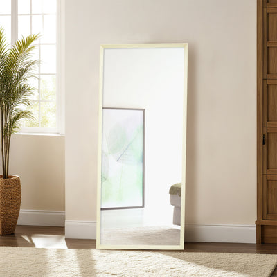 Front view of the Sorelle Rectangular Full Length Dressing Mirror in natural wood finish
