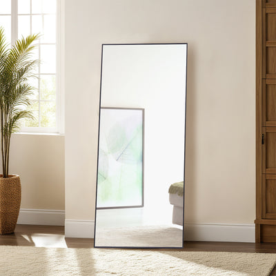 Front view of the Sorelle Rectangular Full Length Standing Mirror in black
