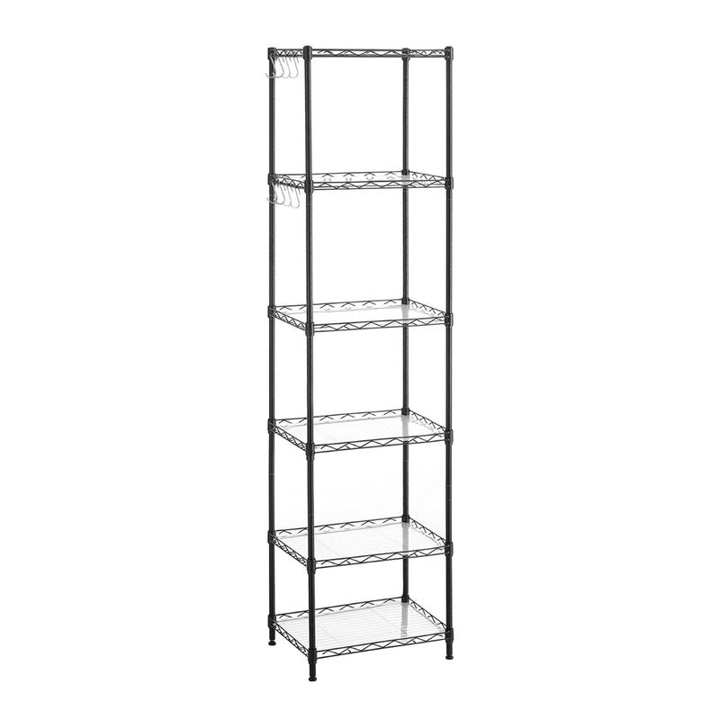 6 Tier Metal Storage Rack Shelf - Black