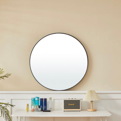 Stella Round Metal Framed Wall Mirror 80cm x 80cm - Black