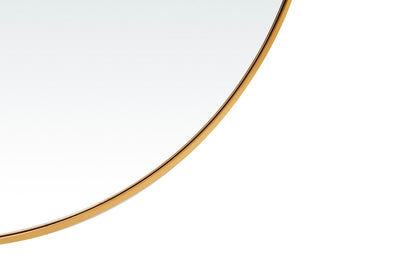 Close-up of the frame of the Stella Round Metal Framed Wall Mirror in gold.