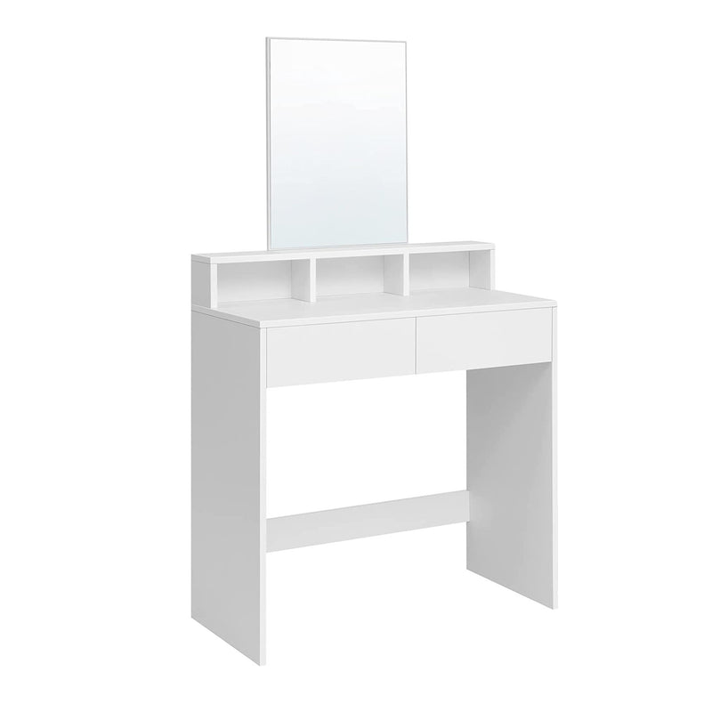 Dressing Table with Large Mirror And Drawers - White