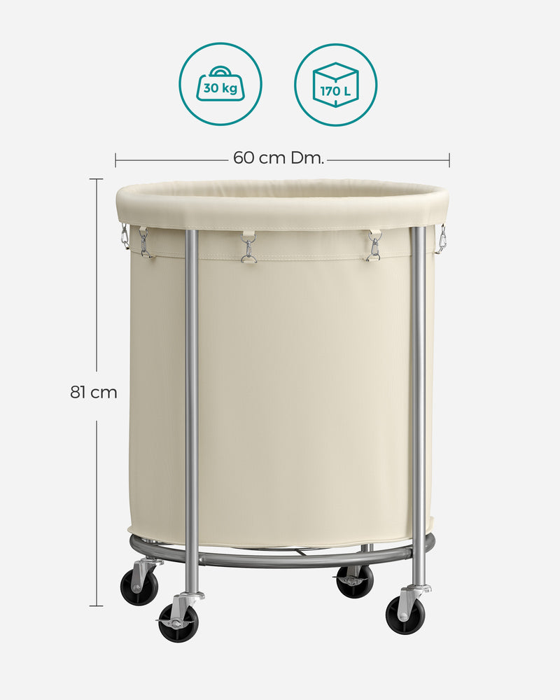 Rolling Laundry Basket with Wheels - Cream